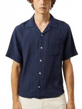 NEW CORRIDOR double cloth short sleeve shirt in navy